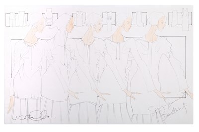 Lot 169 - John Galliano original studio sketches, Spring-Summer, 1987
