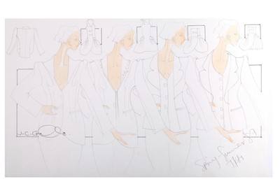 Lot 165 - John Galliano original studio sketches, Spring-Summer 1987