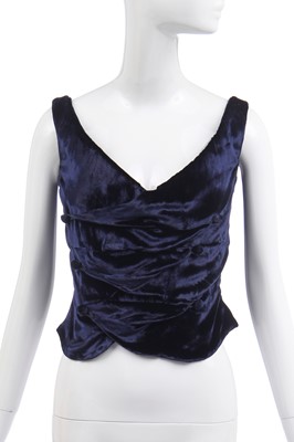 Lot 157 - A Vivienne Westwood blue velvet corset bodice, 'Showroom' collection, Autumn-Winter 1999-2000