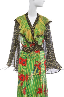 Lot 201 - An Ossie Clark/Celia Birtwell 'Acapulco Gold' printed chiffon dress, 1970