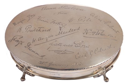 Lot 305 - A silver jewel box presented to Pavlova on her 31st birthday, 1912
