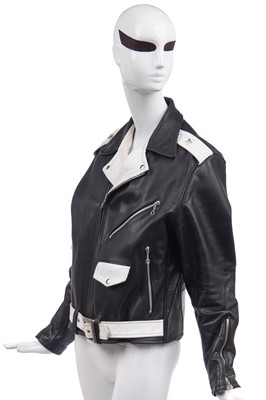 Lot 76 - Jordan's black and white leather jacket, circa 2015