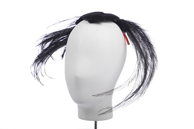 Lot 230 - A rare Christian Dior velvet and feather hat, circa 1950