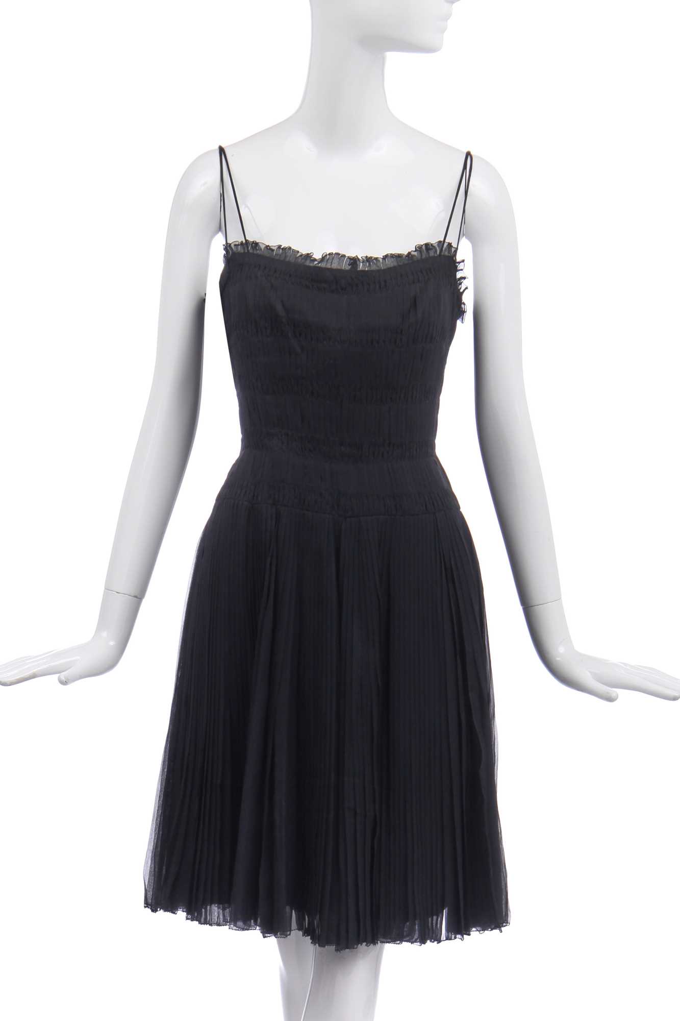 Lot 27 - A Chanel couture finely-goffered silk-chiffon cocktail dress, 1960