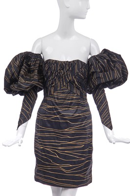 Lot 28 - A Chanel gold striped taffeta cocktail dress, Autumn-Winter 1986-87