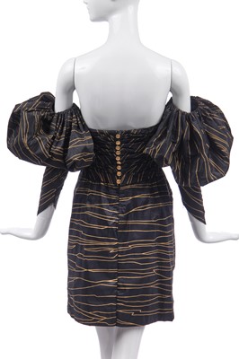 Lot 28 - A Chanel gold striped taffeta cocktail dress, Autumn-Winter 1986-87