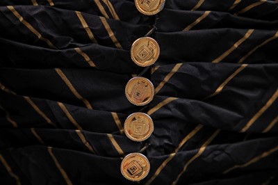 Lot 28 - A Chanel gold striped taffeta cocktail dress, Autumn-Winter 1986-87