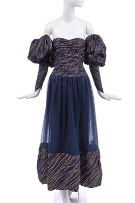 Lot 23 - A Chanel gold striped taffeta and tulle ballgown, Autumn-Winter 1986-87