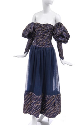 Lot 23 - A Chanel gold striped taffeta and tulle ballgown, Autumn-Winter 1986-87