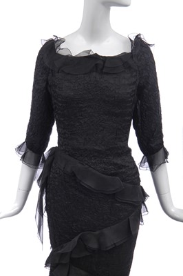 Lot 188 - An Yves Saint Laurent couture cloqué silk chiffon evening gown, circa 1988