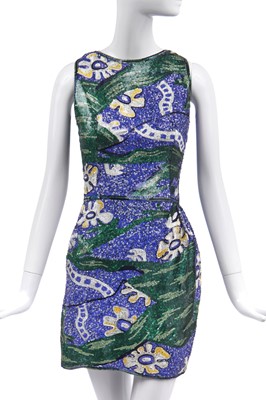 Lot 133 - A Valentino printed and sequined silk cocktail dress, circa 1990