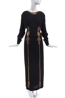 Lot 179 - A Karl Lagerfeld embellished black chiffon evening gown, A/W 1986