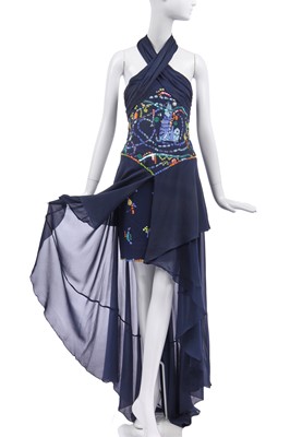 Lot 180 - A Karl Lagerfeld navy chiffon evening ensemble, 1980s