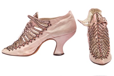 Lot 273 - A pair of Jacobus pink satin shoes, circa 1900