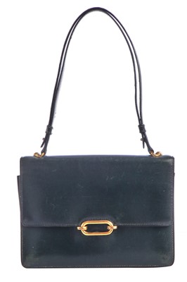 Lot 54 - An Hermès Fonsbelle bag in dark green Box leather, late 1960s