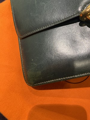 Lot 54 - An Hermès Fonsbelle bag in dark green Box leather, late 1960s