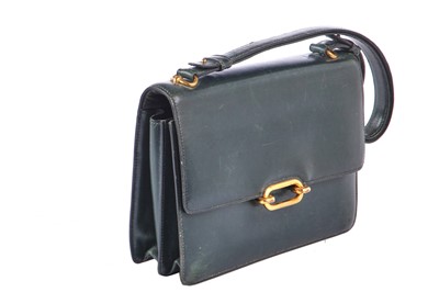 Lot 54 - An Hermès Fonsbelle bag in dark green Box leather, late 1960s