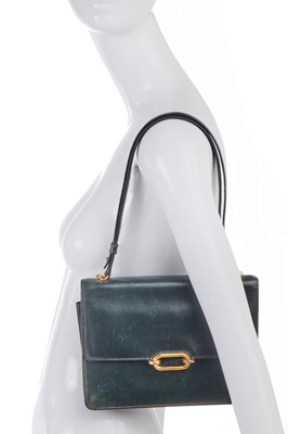 Lot 54 - An Hermès Fonsbelle bag in dark green Box leather, late 1960s