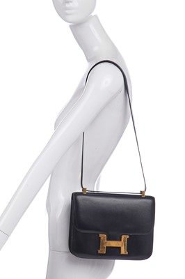 Lot 50 - An Hermès black Box leather Constance, 1988