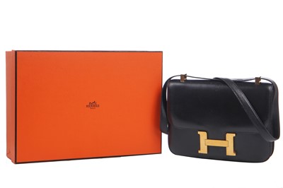 Lot 50 - An Hermès black Box leather Constance, 1988