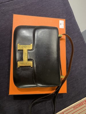 Lot 50 - An Hermès black Box leather Constance, 1988