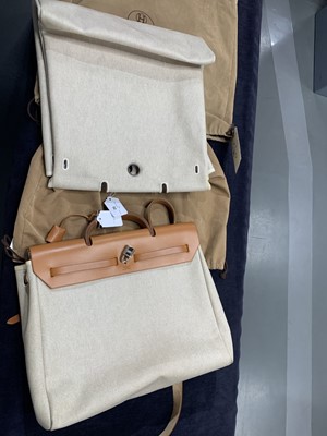 Lot 52 - An Hermès canvas and natural leather Herbag, modern
