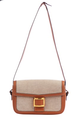 Lot 53 - An Hermès canvas and natural leather shoulder bag, 1960s