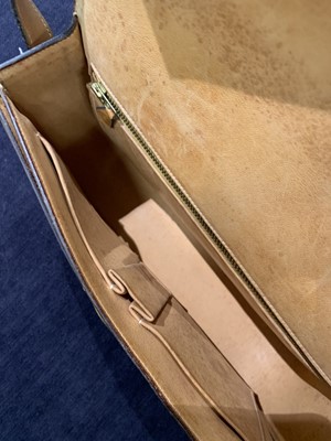 Lot 53 - An Hermès canvas and natural leather shoulder bag, 1960s