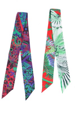 Lot 59 - Two Hermès printed silk Twillies, modern