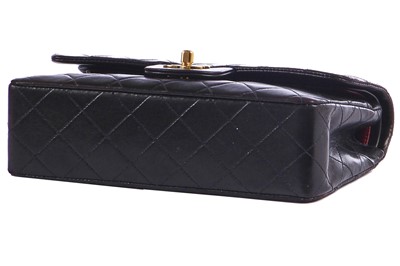 Lot 10 - A Chanel quilted black lambskin leather classic double-flap bag, 1994-96