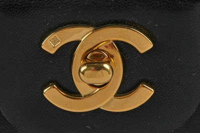 Lot 10 - A Chanel quilted black lambskin leather classic double-flap bag, 1994-96