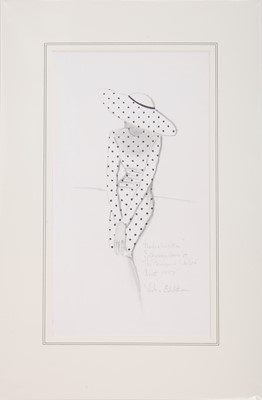 Lot 366 - Victor Edelstein sketch of Princess Diana's polka-dot ensemble