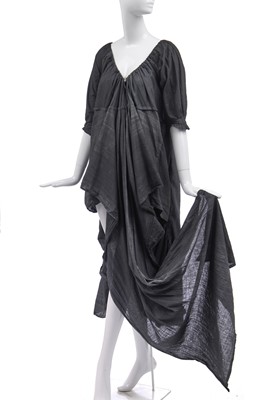 Lot 160 - A rare Westwood/McLaren grey cotton smock-dress, 'Punkature' collection, Spring-Summer 1983
