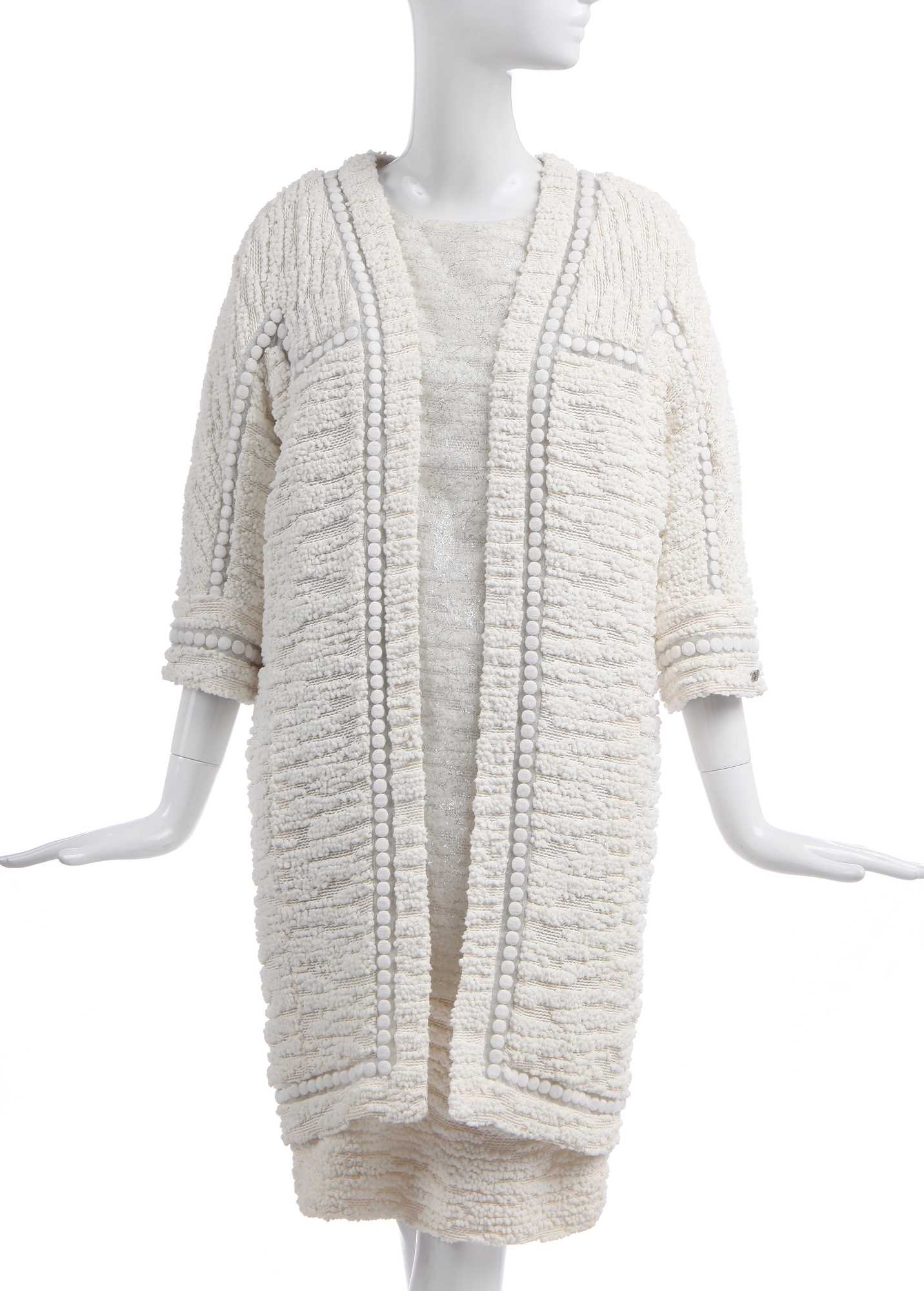 Lot 15 - A Chanel white fantasy tweed and silver lace ensemble, Spring-Summer 2009