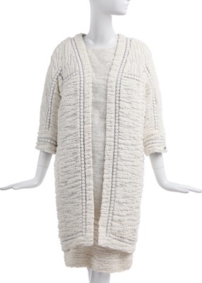 Lot 15 - A Chanel white fantasy tweed and silver lace ensemble, Spring-Summer 2009