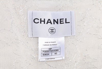 Lot 15 - A Chanel white fantasy tweed and silver lace ensemble, Spring-Summer 2009