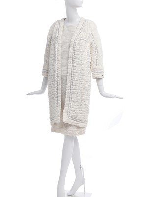 Lot 15 - A Chanel white fantasy tweed and silver lace ensemble, Spring-Summer 2009