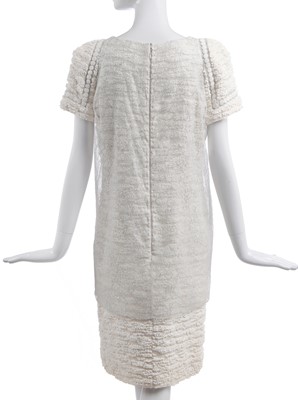 Lot 15 - A Chanel white fantasy tweed and silver lace ensemble, Spring-Summer 2009