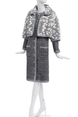 Lot 14 - A Chanel silver fantasy tweed ensemble, 'Shopping Centre' collection, Autumn-Winter 2014-15