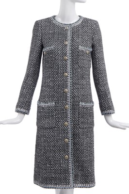 Lot 14 - A Chanel silver fantasy tweed ensemble, 'Shopping Centre' collection, Autumn-Winter 2014-15
