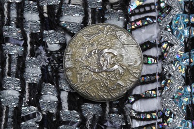 Lot 14 - A Chanel silver fantasy tweed ensemble, 'Shopping Centre' collection, Autumn-Winter 2014-15