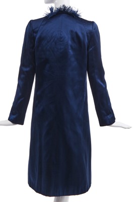 Lot 25 - A Chanel couture navy satin cocktail gown and matching coat, early 1970s