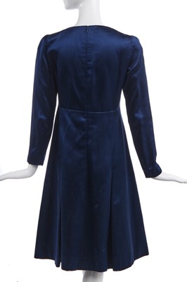 Lot 25 - A Chanel couture navy satin cocktail gown and matching coat, early 1970s