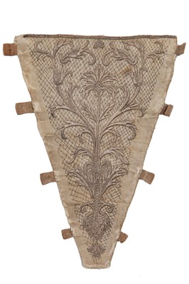 Lot 293 - An embroidered ivory satin stomacher, early 18th century