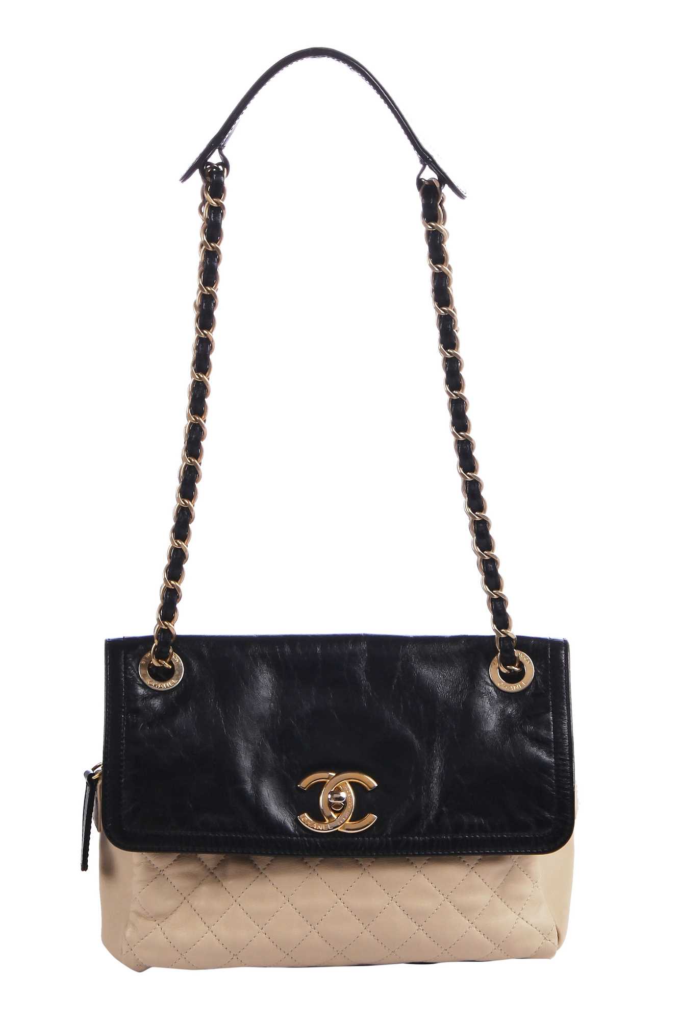 Lot 6 - Chanel two-tone quilted leather bag, 2012