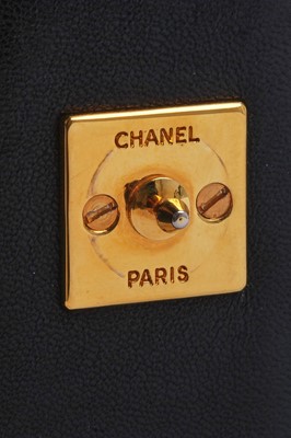 Lot 11 - A Chanel quilted black leather flap bag, probably mid-1990s