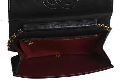 Lot 11 - A Chanel quilted black leather flap bag, probably mid-1990s