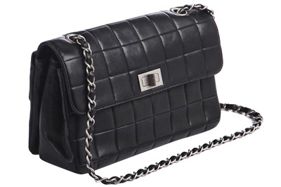 Lot 8 - A Chanel quilted black lambskin leather 2.55 variation, 2000-02