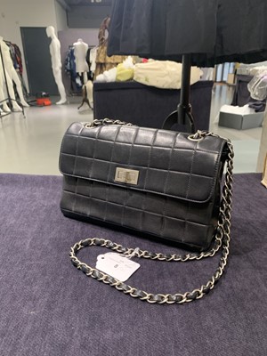 Lot 8 - A Chanel quilted black lambskin leather 2.55 variation, 2000-02