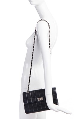 Lot 8 - A Chanel quilted black lambskin leather 2.55 variation, 2000-02